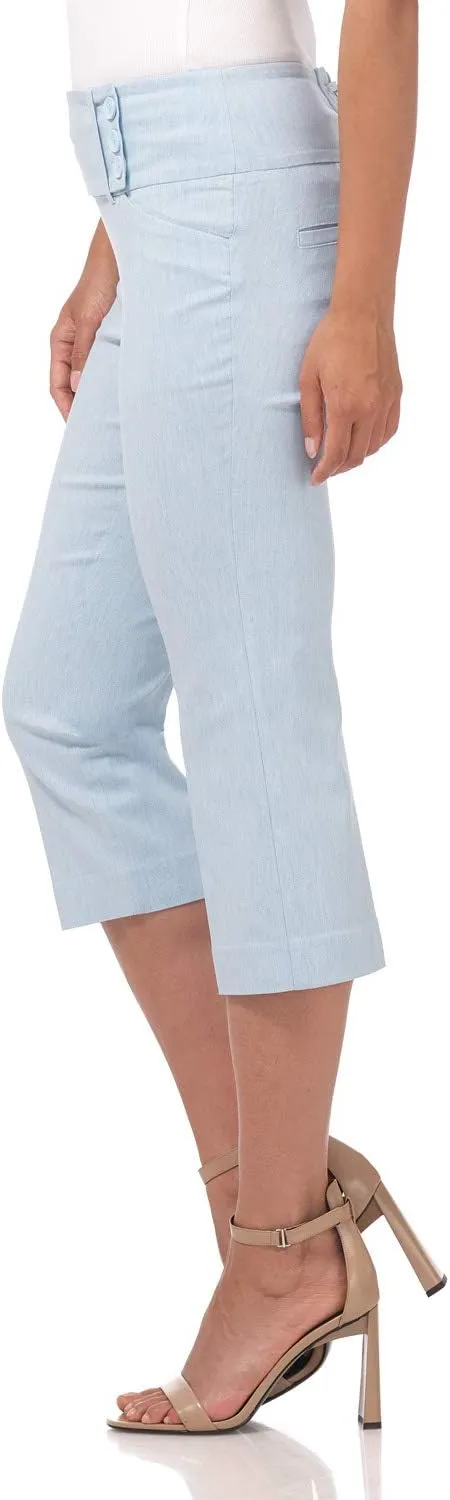 Rekucci Women's Ease into Comfort Pull-On Capri with Back Lacing Detail