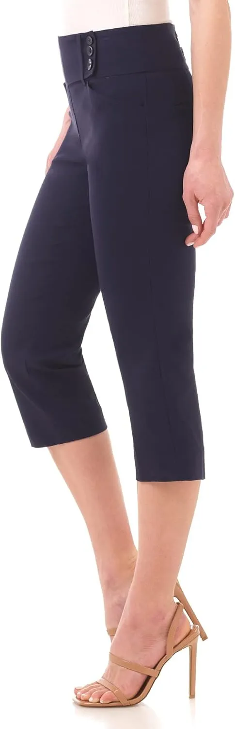 Rekucci Women's Ease into Comfort Pull-On Capri with Back Lacing Detail