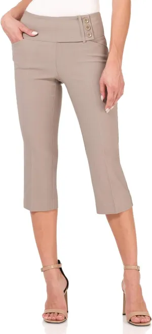 Rekucci Women's Ease into Comfort Pull-On Capri with Back Lacing Detail