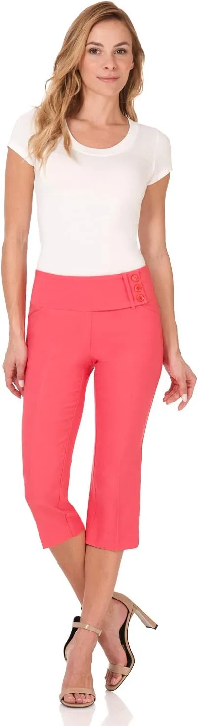 Rekucci Women's Ease into Comfort Pull-On Capri with Back Lacing Detail