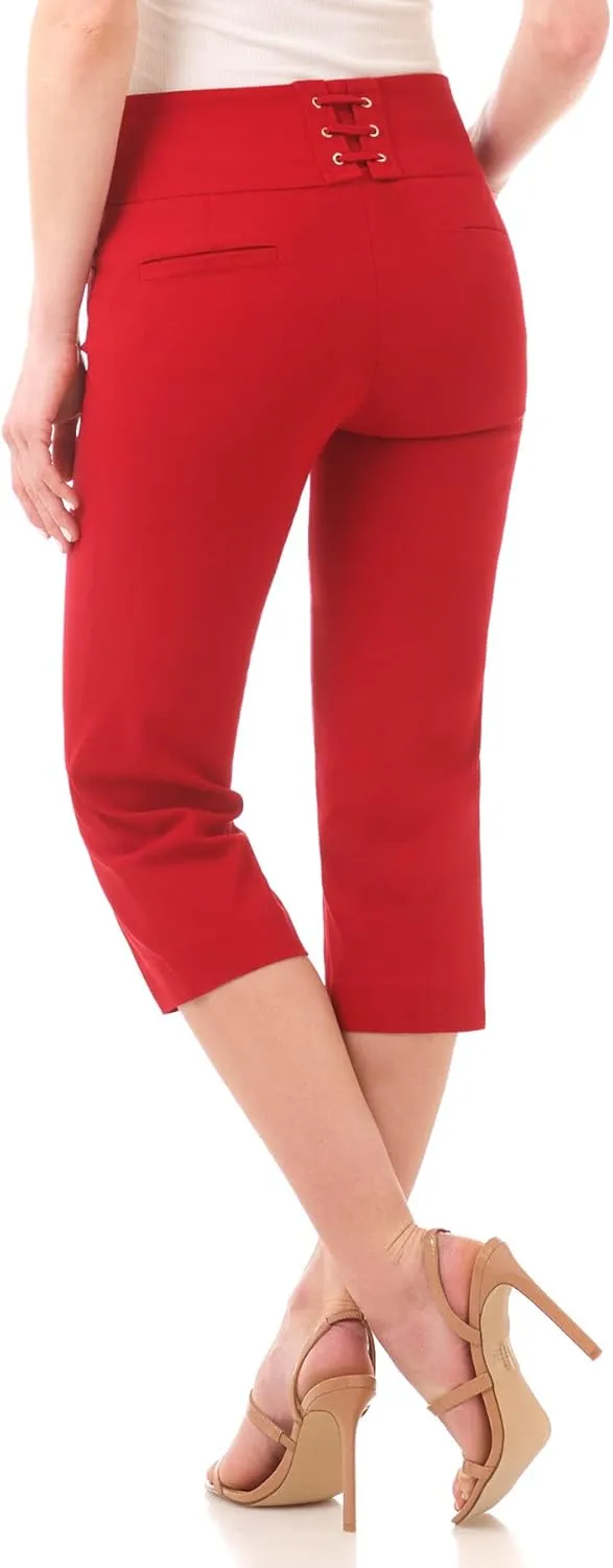 Rekucci Women's Ease into Comfort Pull-On Capri with Back Lacing Detail