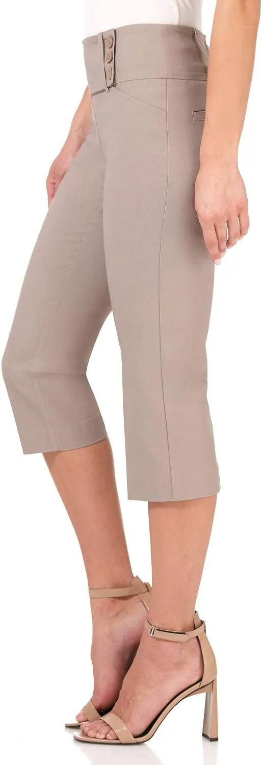 Rekucci Women's Ease into Comfort Pull-On Capri with Back Lacing Detail