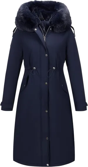 RISISSIDA Puffer Jacket Women Winter Fur Lined Coat with Long Fur Collar Hooded Cold-resistant, Warm Bubble Overcoat