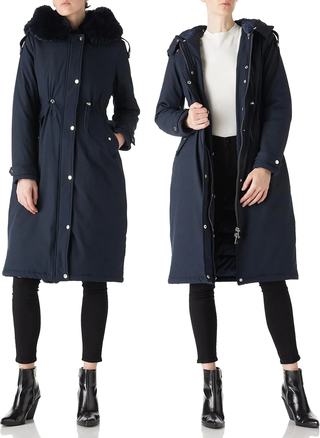 RISISSIDA Puffer Jacket Women Winter Fur Lined Coat with Long Fur Collar Hooded Cold-resistant, Warm Bubble Overcoat