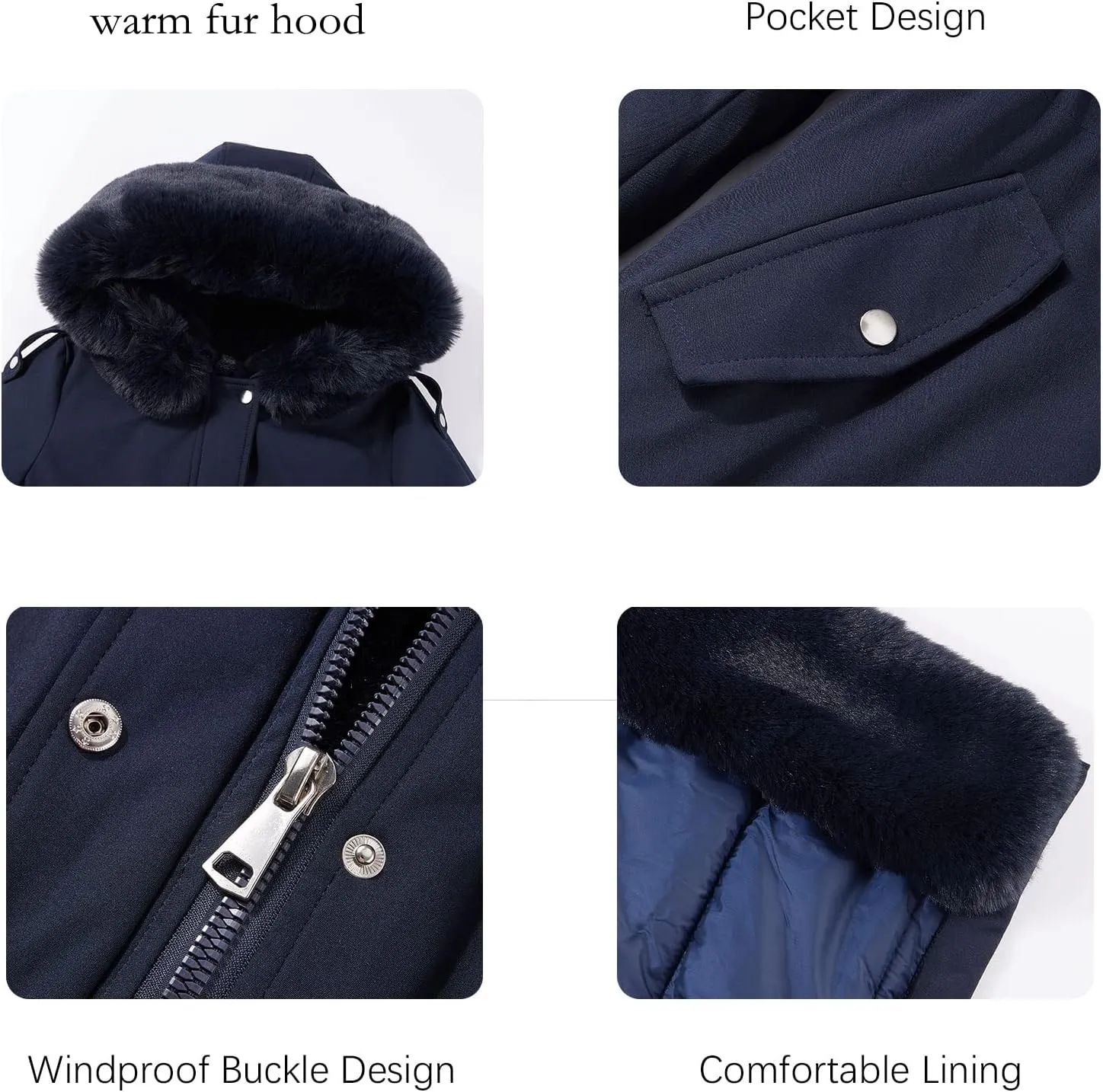 RISISSIDA Puffer Jacket Women Winter Fur Lined Coat with Long Fur Collar Hooded Cold-resistant, Warm Bubble Overcoat