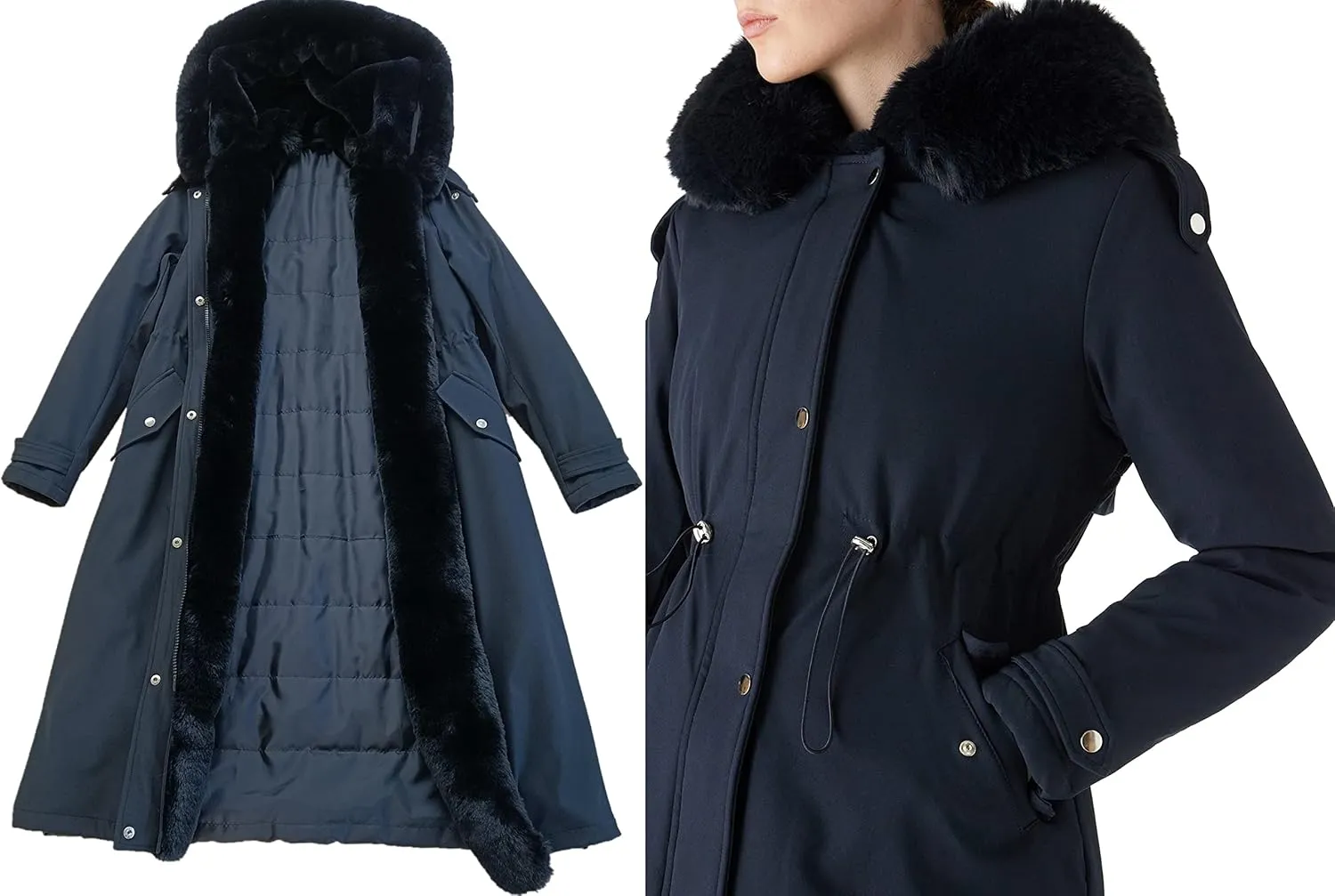 RISISSIDA Puffer Jacket Women Winter Fur Lined Coat with Long Fur Collar Hooded Cold-resistant, Warm Bubble Overcoat