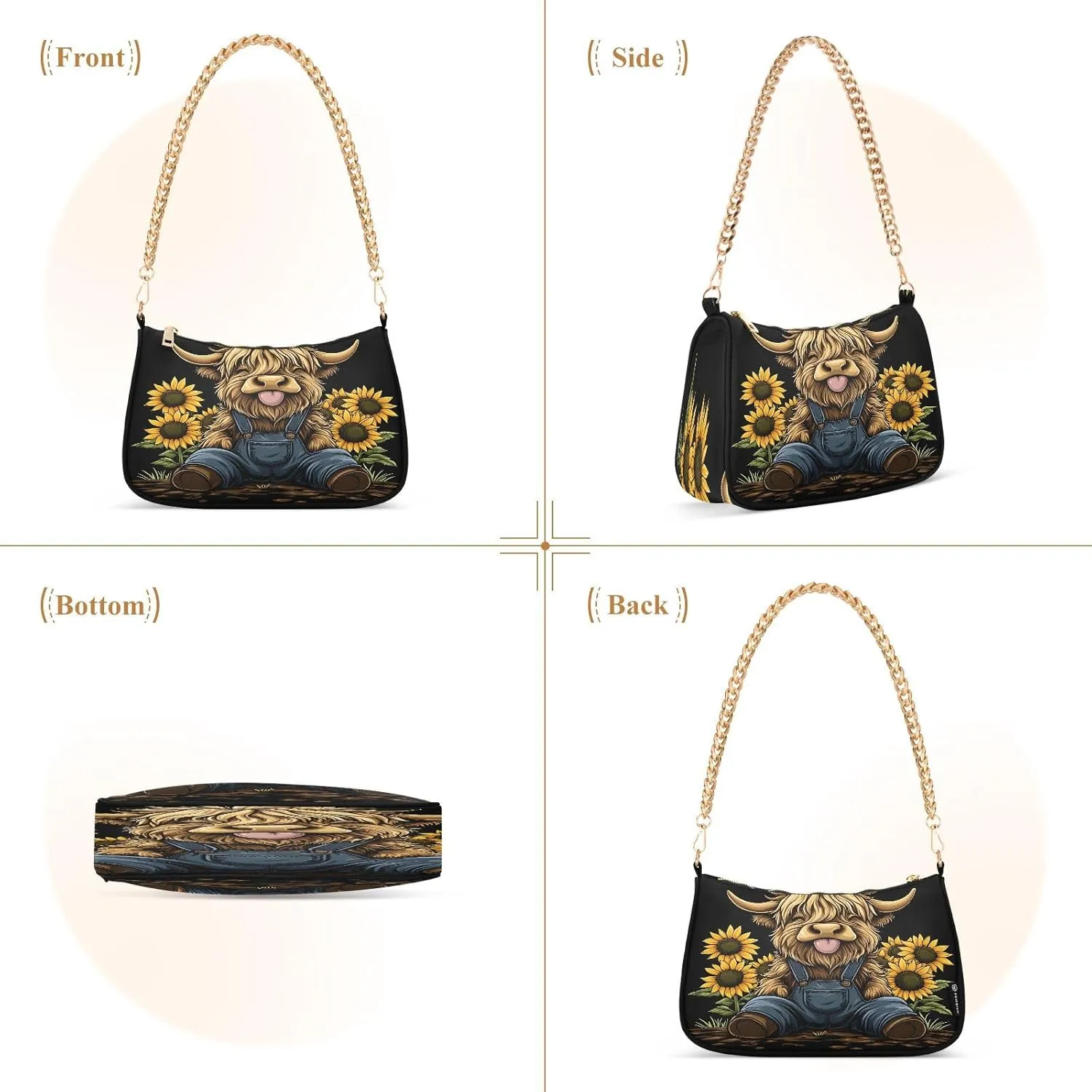 Rose Gold Glitter Shoulder Purse, Small Purses for Women Trendy