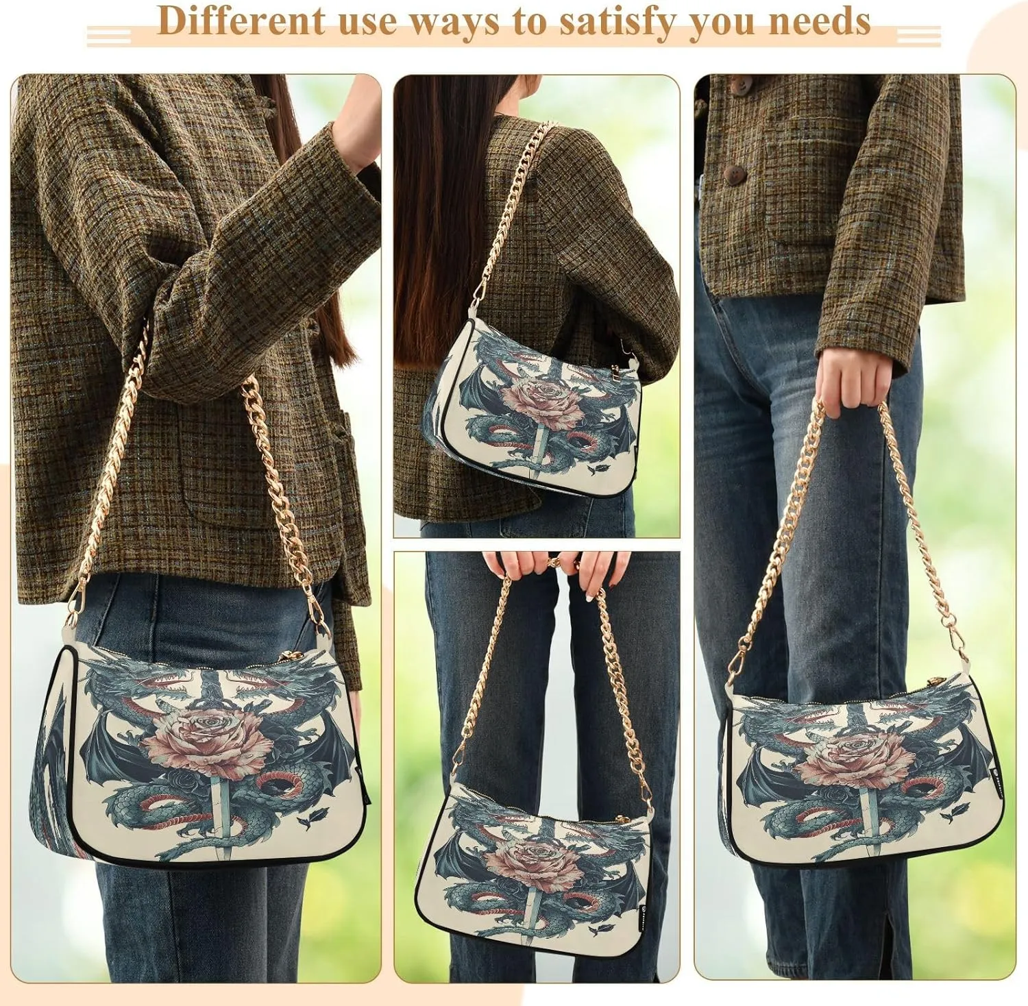 Rose Gold Glitter Shoulder Purse, Small Purses for Women Trendy