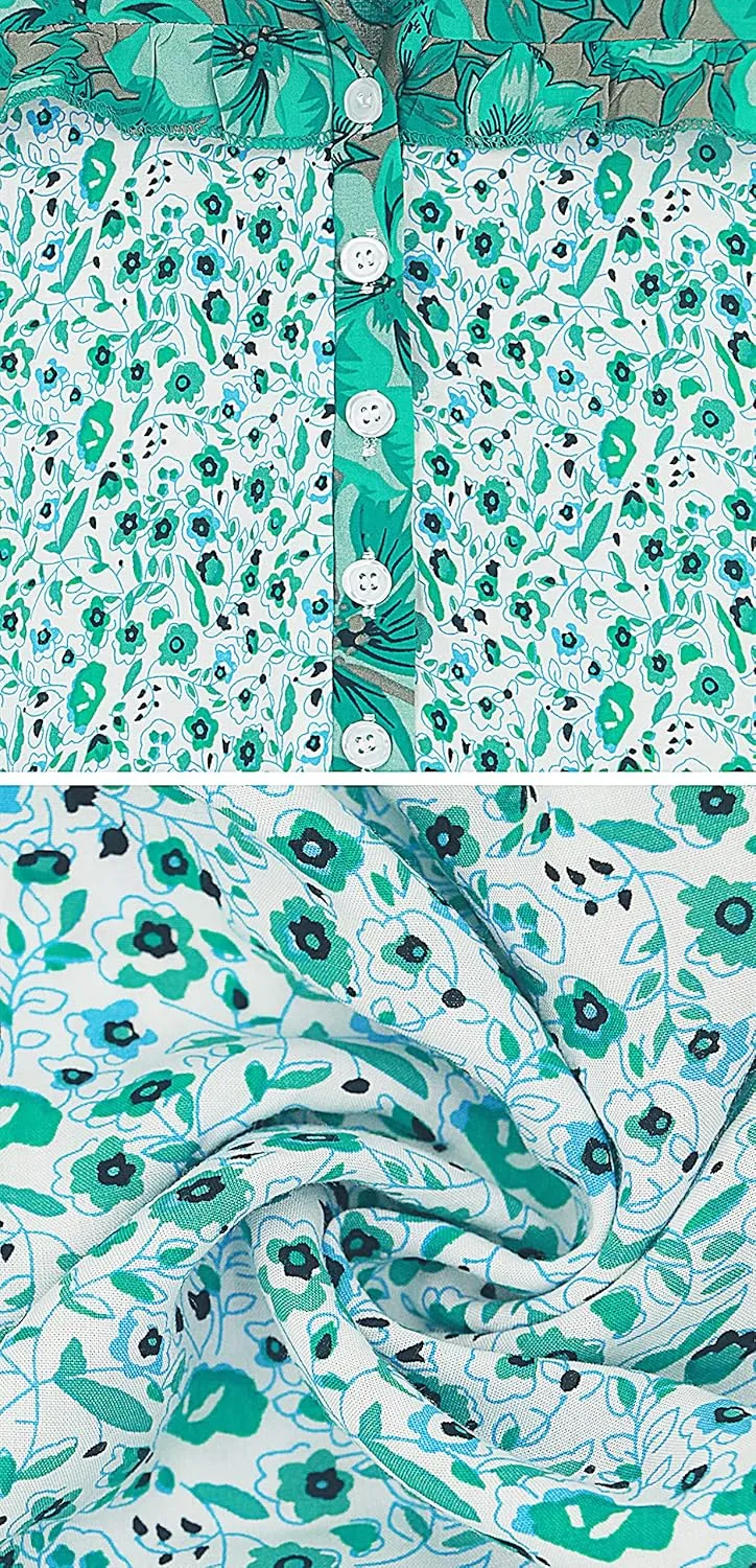 R.Vivimos Women's Long Sleeve Floral Print Bohemian Maxi Dresses with Slit