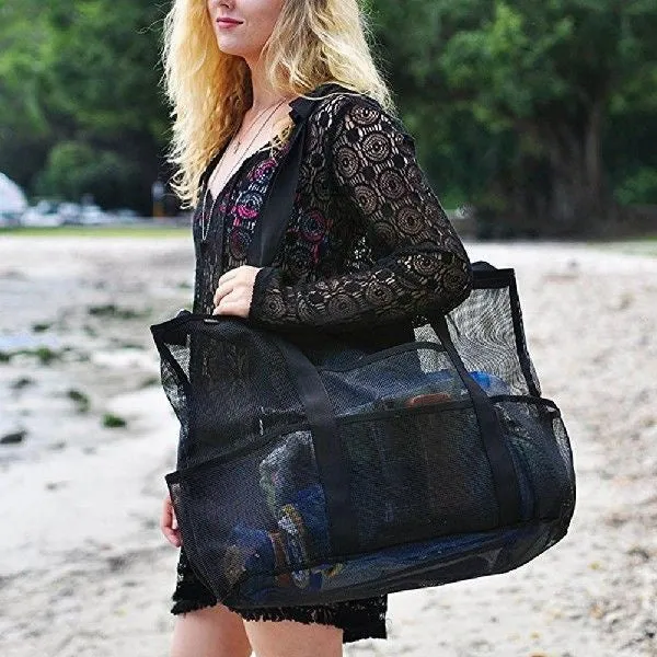SAILBEE Beach Bag Storage Bag Swimming Large Capacity Mesh Bag Outdoor Swimming Travel Fitness Exercise Portable Wash Bag SB-B01