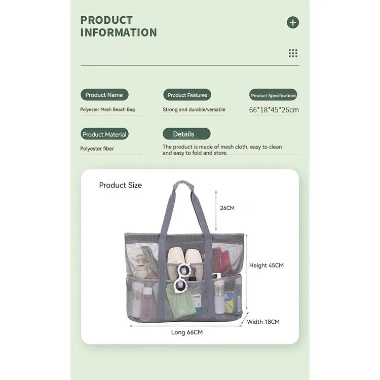 SAILBEE Beach Bag Storage Bag Swimming Large Capacity Mesh Bag Outdoor Swimming Travel Fitness Exercise Portable Wash Bag SB-B01