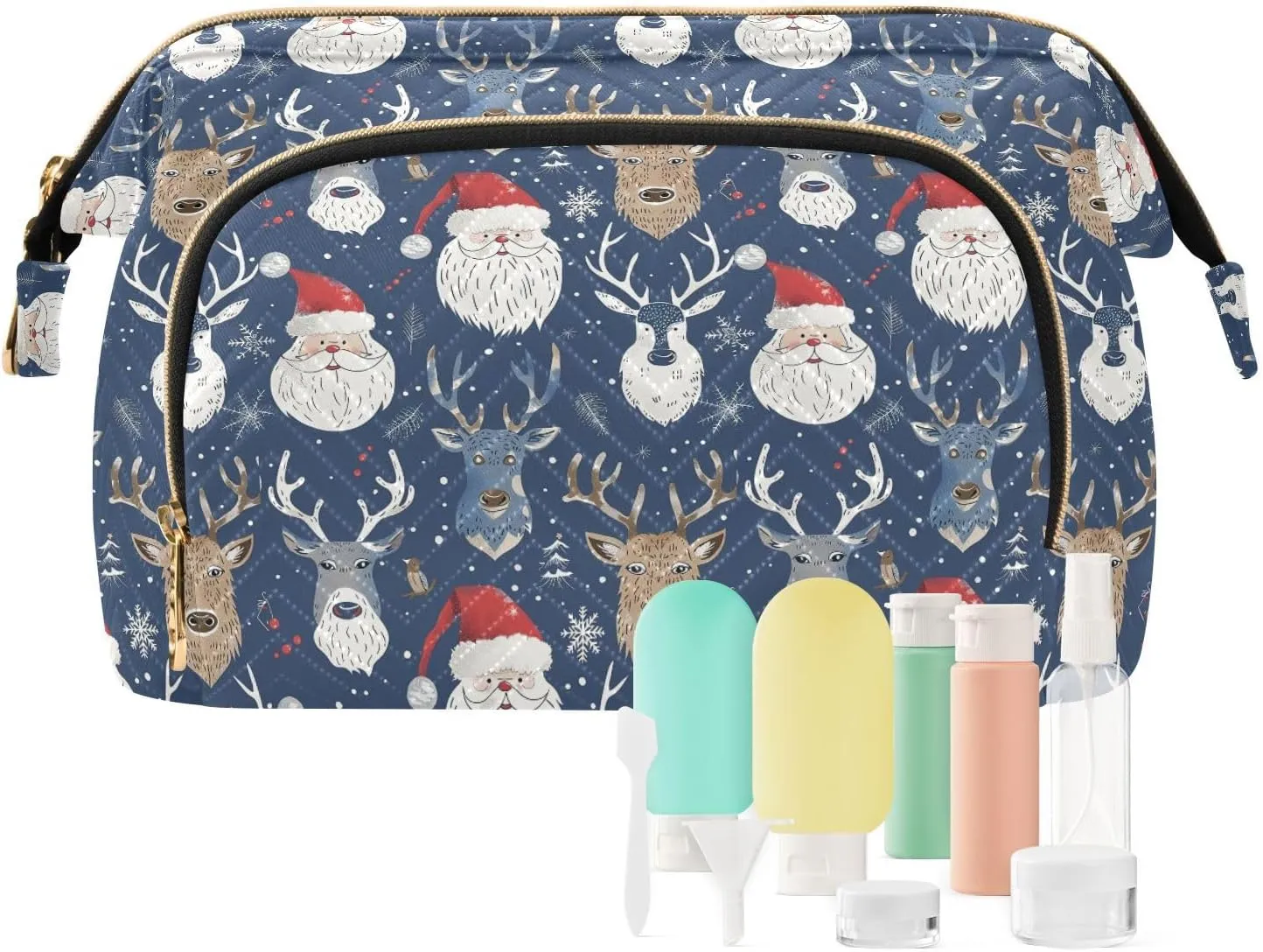 Scandinavian Style Santa Clause Safari Christmas Makeup Bag Essentials Cosmetic Bags For Women Travel Change Purse for Women Travel