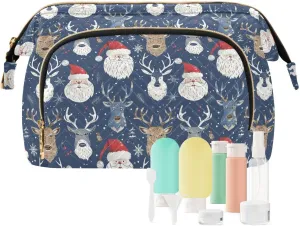 Scandinavian Style Santa Clause Safari Christmas Makeup Bag Essentials Cosmetic Bags For Women Travel Change Purse for Women Travel