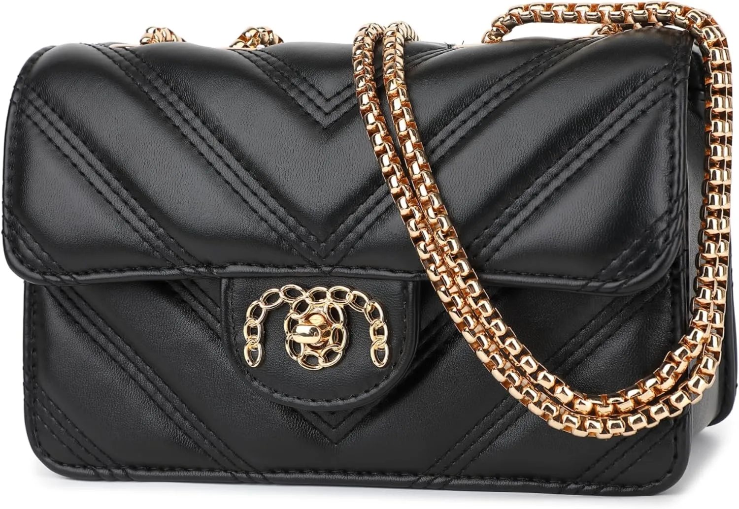 Scarleton Crossbody Bags for Women, Quilted Shoulder Bag Purse, Gold Chain Crossbody Bag Purses for Women, H2117