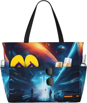 Science Fiction Future It is a large-capacity beach travel bag made of 100% polyester and has 7 pockets that can hold a lot of items.
