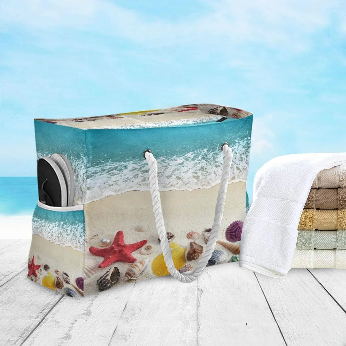 senya Large Beach Shoulder Bags Canvas Tote Water Resistant for Gym Travel Daily