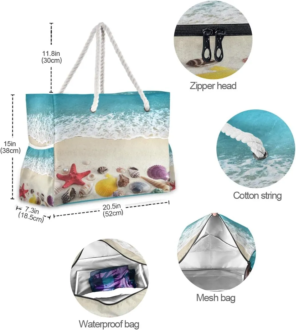 senya Large Beach Shoulder Bags Canvas Tote Water Resistant for Gym Travel Daily