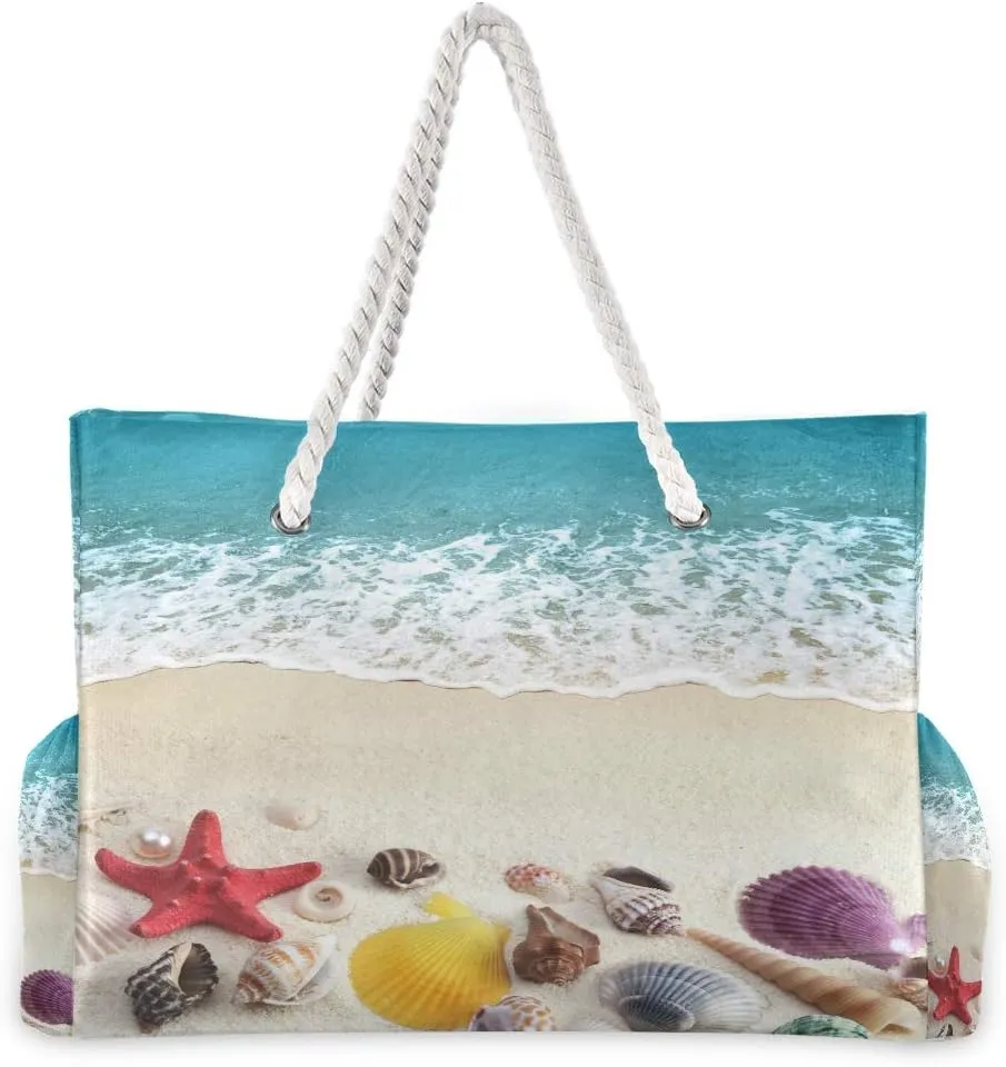 senya Large Beach Shoulder Bags Canvas Tote Water Resistant for Gym Travel Daily