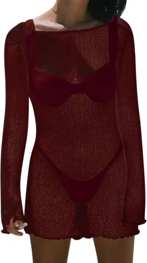 Sexy Beach Relaxed Backless Sheer Mesh Bikini Swimwear Cover Up 1 Piece
