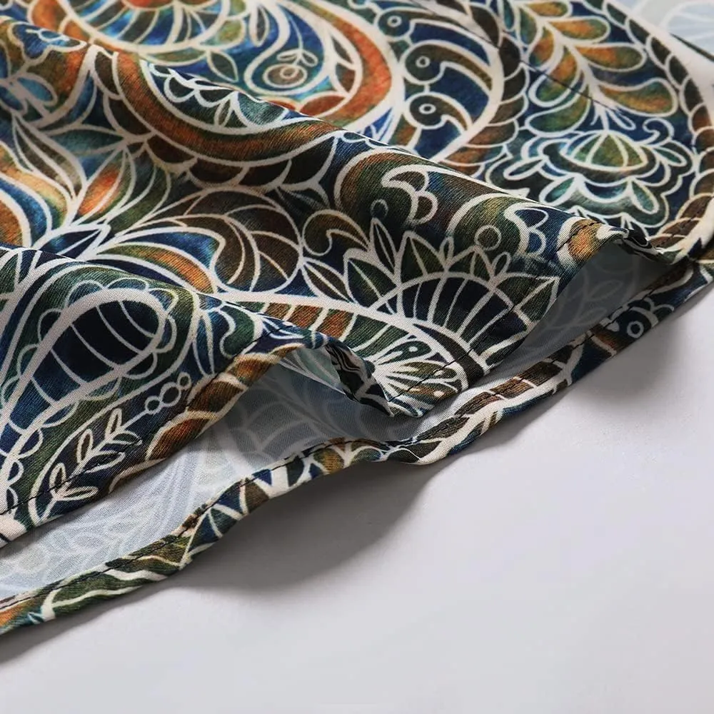 SheLucki Hawaiian Shirt for Men, Unisex Summer Beach Casual Short Sleeve Button Down Shirts, Printed Palmshadow Clothing