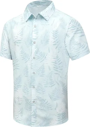 SheLucki Hawaiian Shirt for Men, Unisex Summer Beach Casual Short Sleeve Button Down Shirts, Printed Palmshadow Clothing