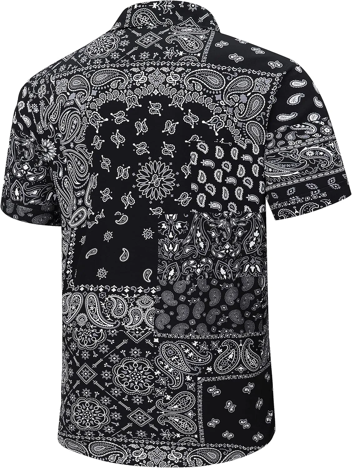 SheLucki Hawaiian Shirt for Men, Unisex Summer Beach Casual Short Sleeve Button Down Shirts, Printed Palmshadow Clothing