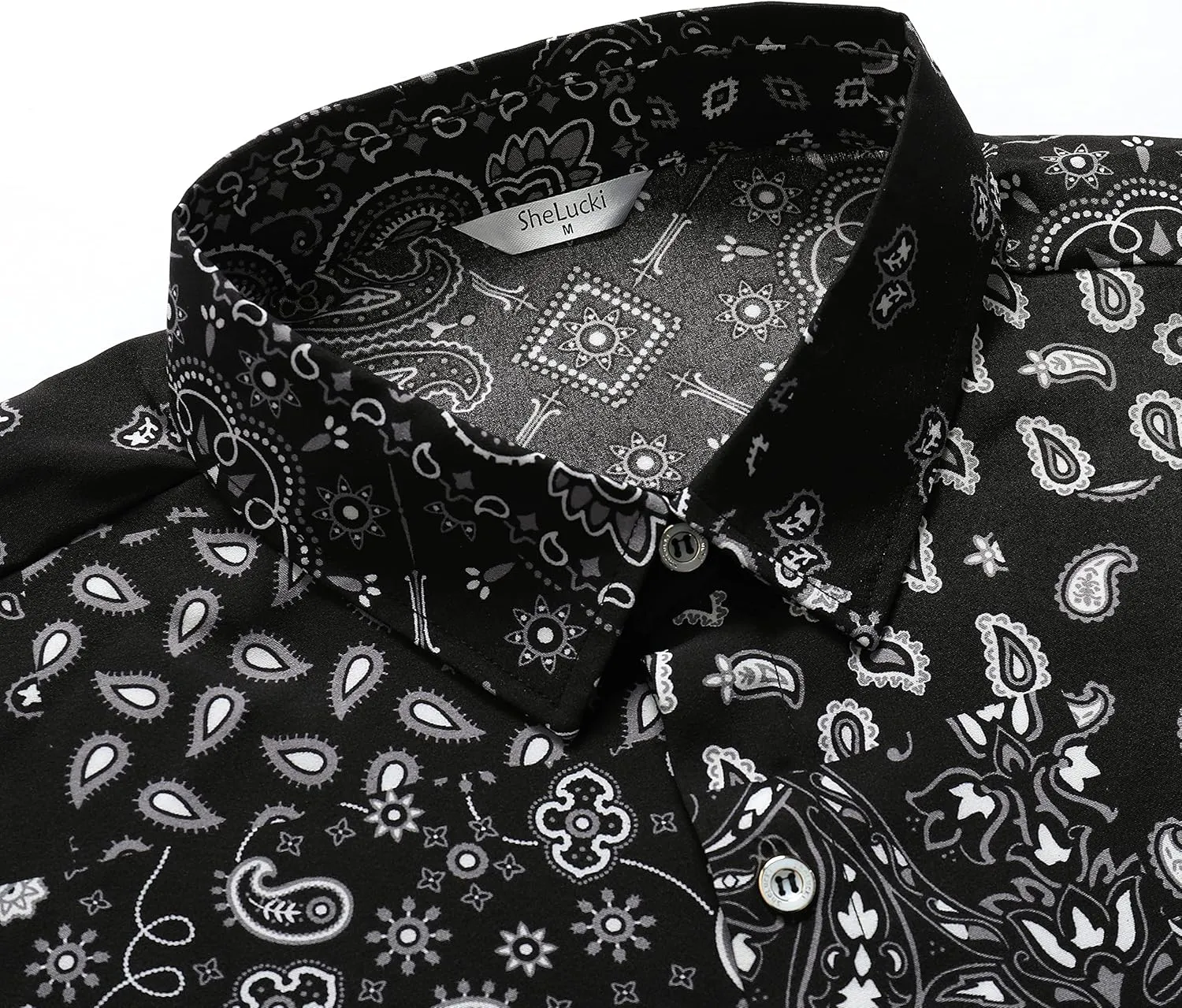 SheLucki Hawaiian Shirt for Men, Unisex Summer Beach Casual Short Sleeve Button Down Shirts, Printed Palmshadow Clothing