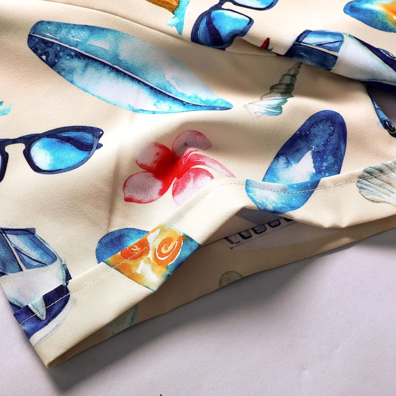 SheLucki Hawaiian Shirt for Men, Unisex Summer Beach Casual Short Sleeve Button Down Shirts, Printed Palmshadow Clothing