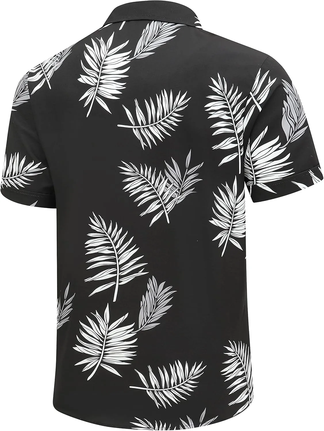 SheLucki Hawaiian Shirt for Men, Unisex Summer Beach Casual Short Sleeve Button Down Shirts, Printed Palmshadow Clothing