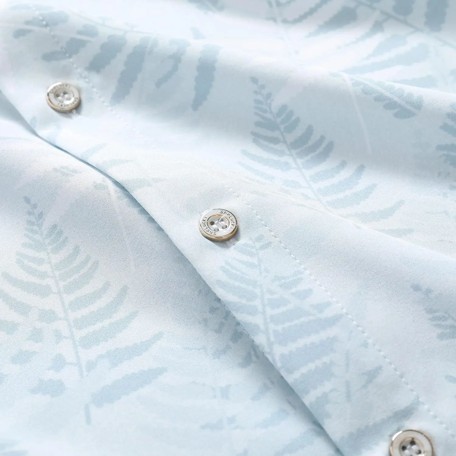 SheLucki Hawaiian Shirt for Men, Unisex Summer Beach Casual Short Sleeve Button Down Shirts, Printed Palmshadow Clothing