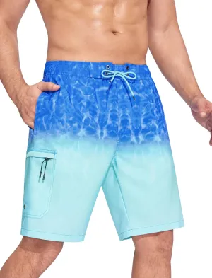 SILKWORLD Mens Swim Trunks Quick Dry Bathing Suit 9 Inch Swim Shorts with Mesh Lining and Zipper Cargo Pockets