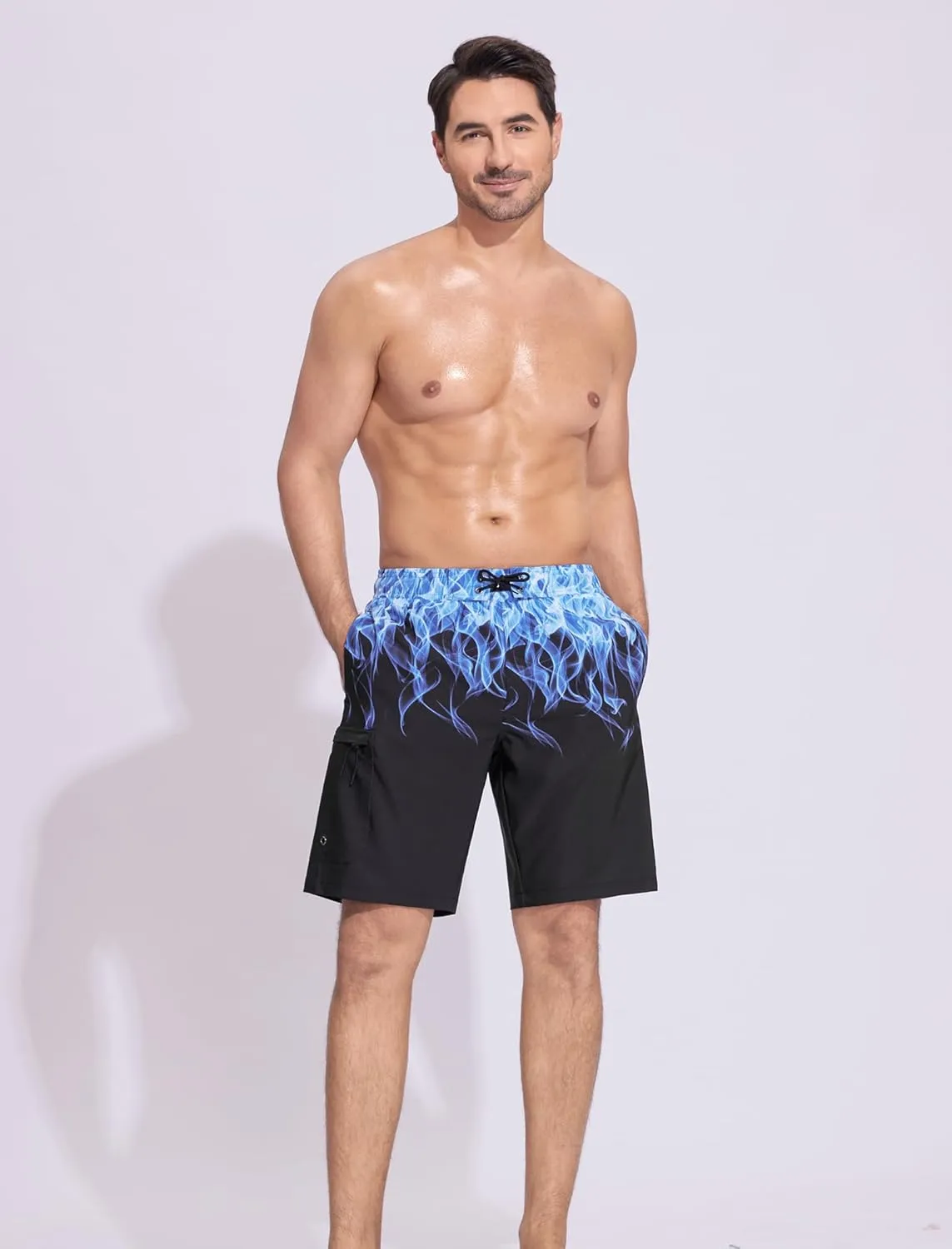 SILKWORLD Mens Swim Trunks Quick Dry Bathing Suit 9 Inch Swim Shorts with Mesh Lining and Zipper Cargo Pockets