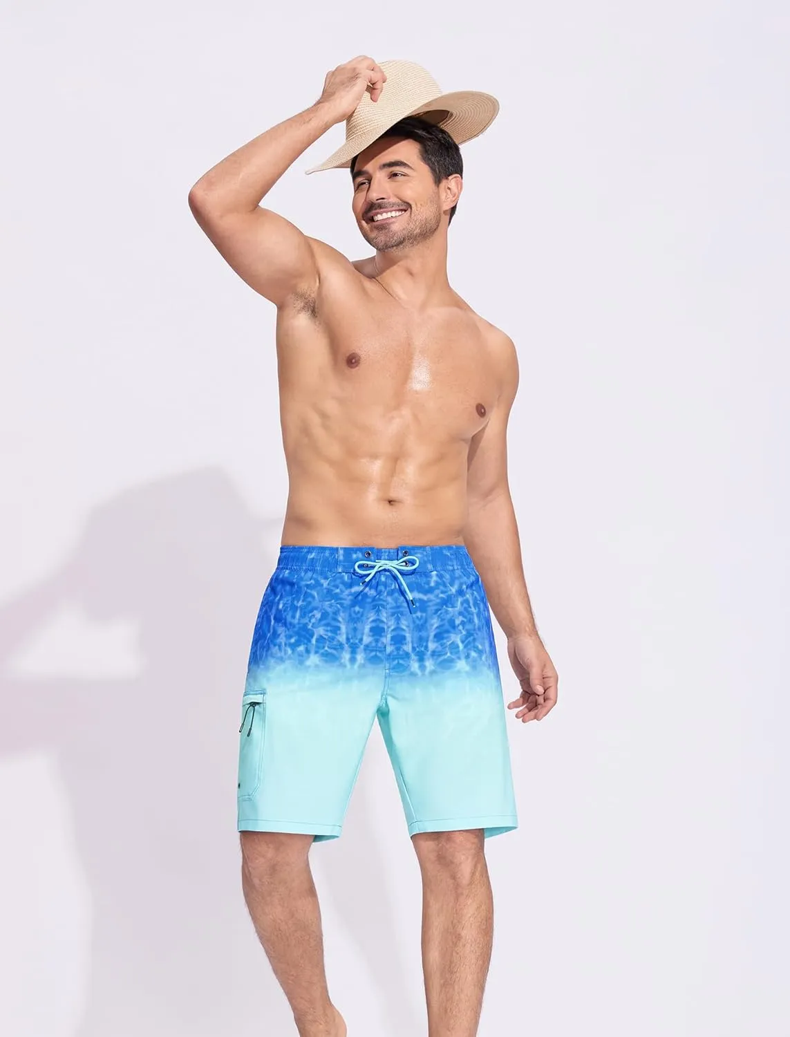 SILKWORLD Mens Swim Trunks Quick Dry Bathing Suit 9 Inch Swim Shorts with Mesh Lining and Zipper Cargo Pockets