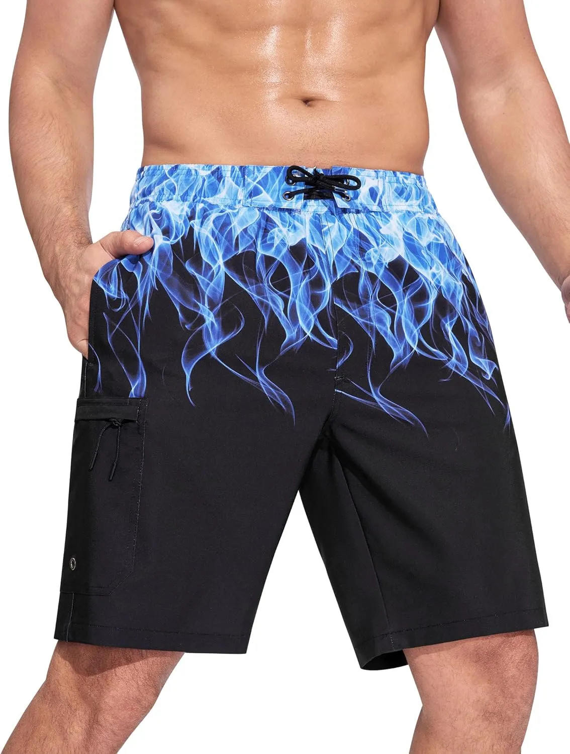 SILKWORLD Mens Swim Trunks Quick Dry Bathing Suit 9 Inch Swim Shorts with Mesh Lining and Zipper Cargo Pockets
