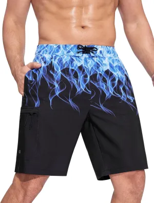 SILKWORLD Mens Swim Trunks Quick Dry Bathing Suit 9 Inch Swim Shorts with Mesh Lining and Zipper Cargo Pockets