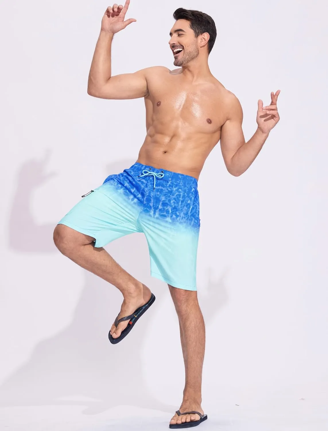 SILKWORLD Mens Swim Trunks Quick Dry Bathing Suit 9 Inch Swim Shorts with Mesh Lining and Zipper Cargo Pockets