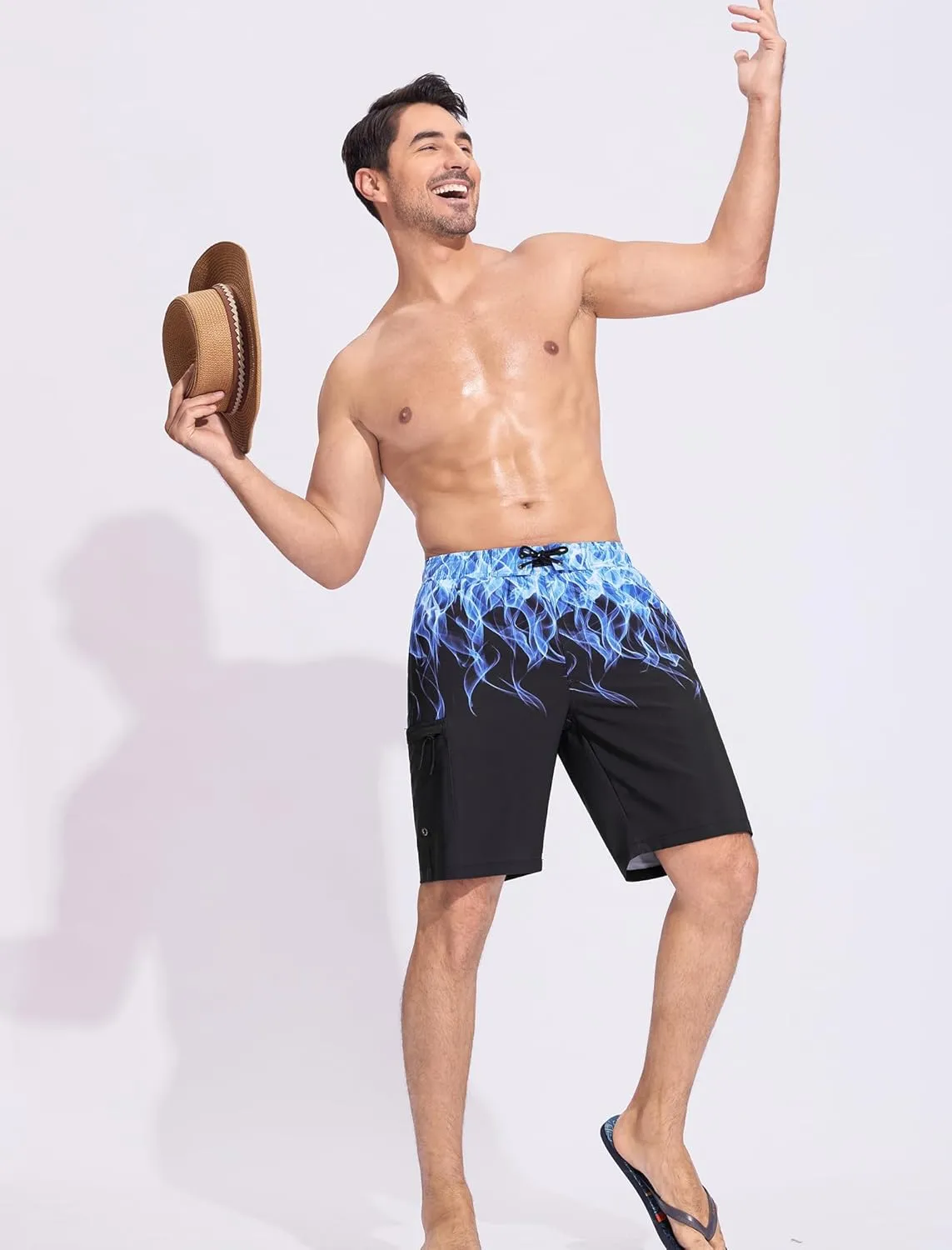SILKWORLD Mens Swim Trunks Quick Dry Bathing Suit 9 Inch Swim Shorts with Mesh Lining and Zipper Cargo Pockets