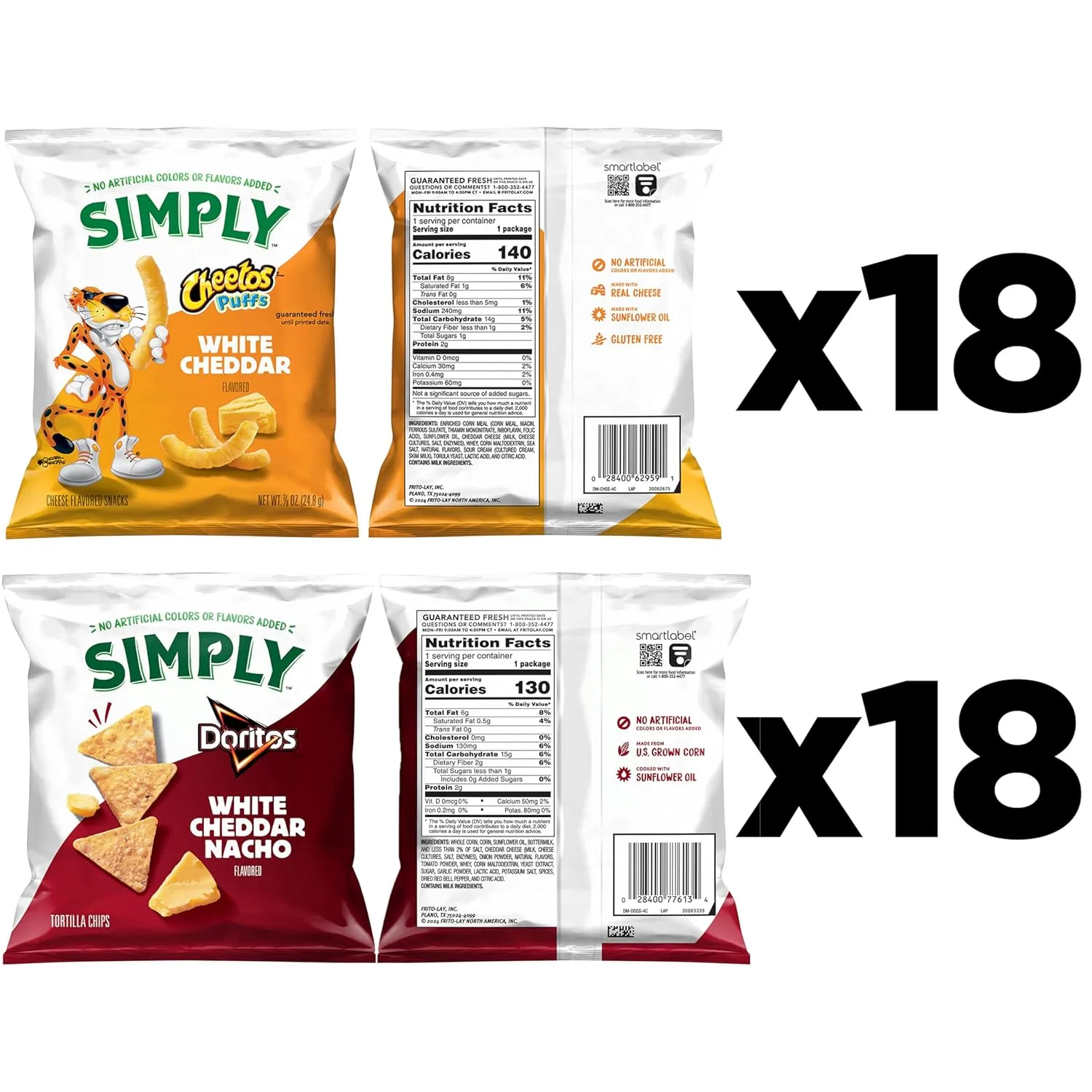 Simply, Doritos & Cheetos Mix Variety Pack, 0.875 Ounce (Pack of 36)