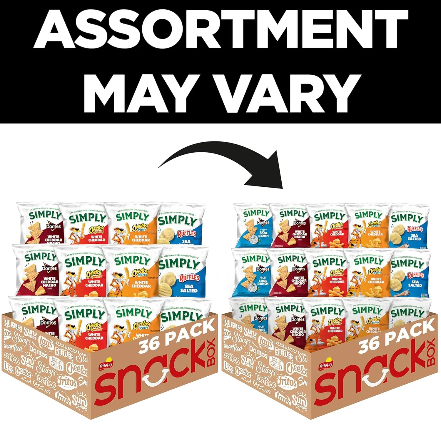 Simply, Variety Pack Snacks, 0.875 Ounce (Pack of 36)