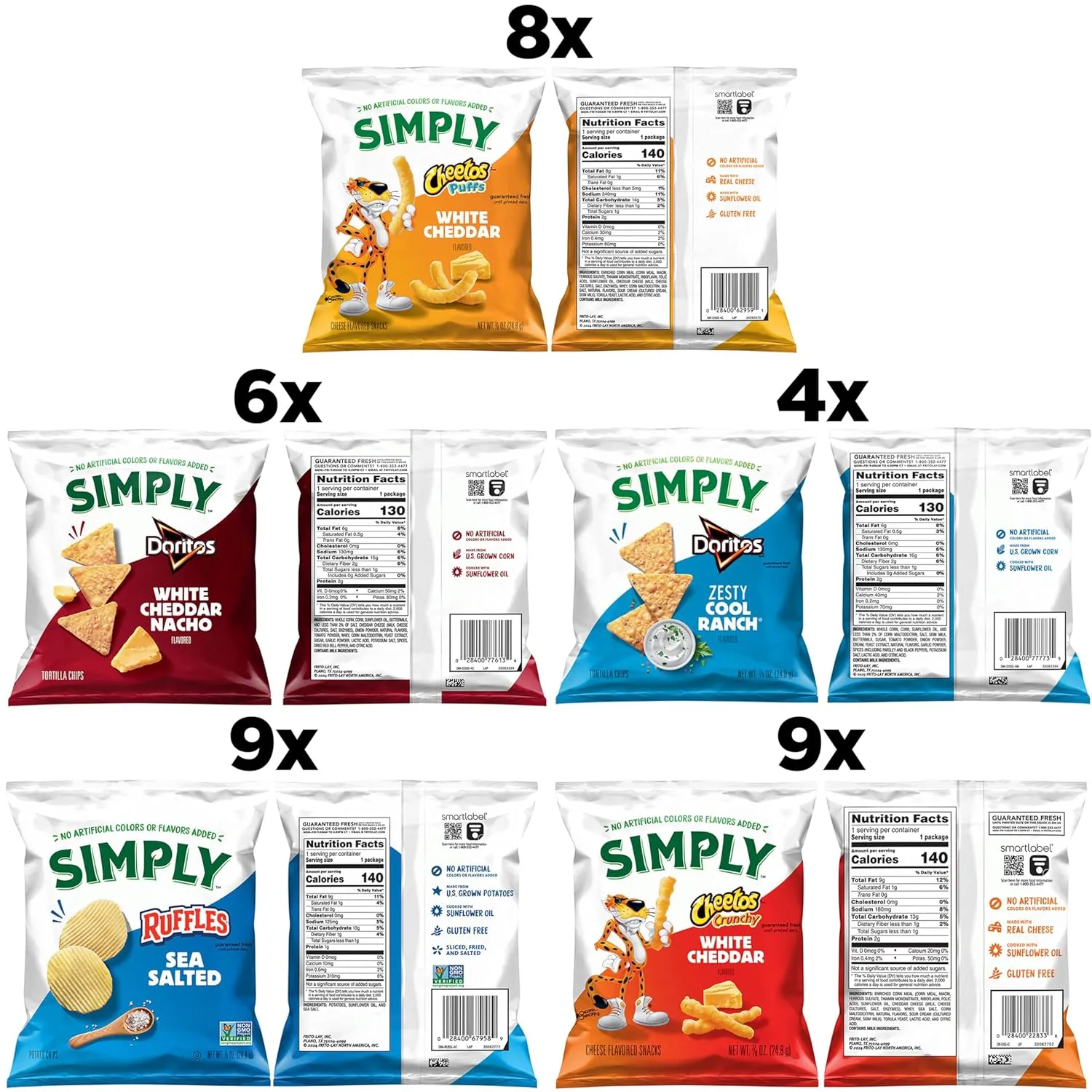 Simply, Variety Pack Snacks, 0.875 Ounce (Pack of 36)