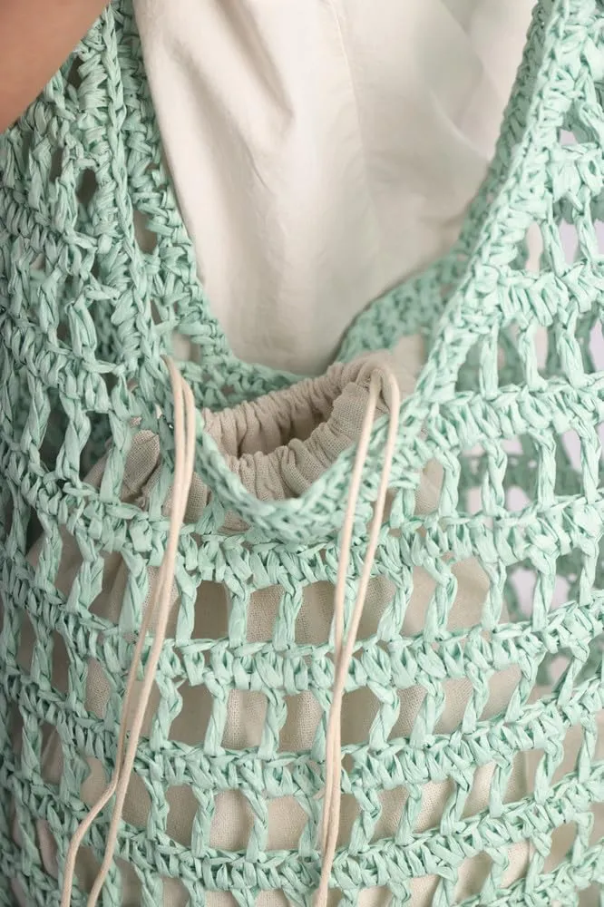 Sither Crochet Bags for Women Summer Beach Mesh Bag Plastic Handbags Knit Hollow Hobo Bag for Gift