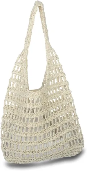 Sither Crochet Bags for Women Summer Beach Mesh Bag Plastic Handbags Knit Hollow Hobo Bag for Gift