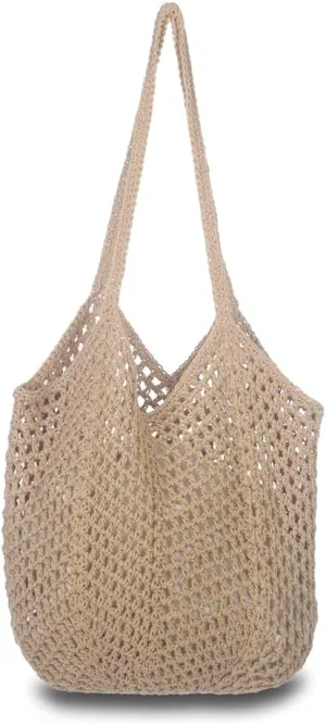 Sither Crochet Bags for Women Summer Beach Travel Mesh Bag Handbags Knit Hollow Hobo Bag for Gift