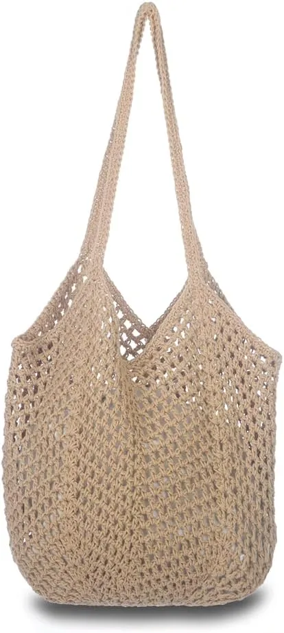 Sither Crochet Bags for Women Summer Beach Travel Mesh Bag Handbags Knit Hollow Hobo Bag for Gift