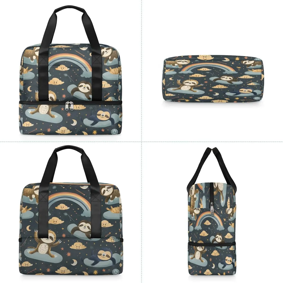 Sloth Rainbow Moon Travel Duffel Bag Dry Wet Separated Sports Tote Travel Duffle Bag Gym Workout Bag Women Travel Duffel Bag for Women, Travel, Gym, Work