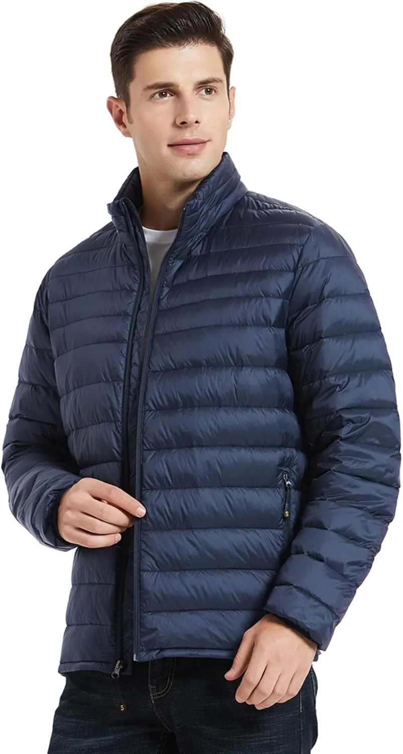 SLOW DOWN Men Lightweight Down Puffer Jakcet, Packable Winter Puffy Down Jacket