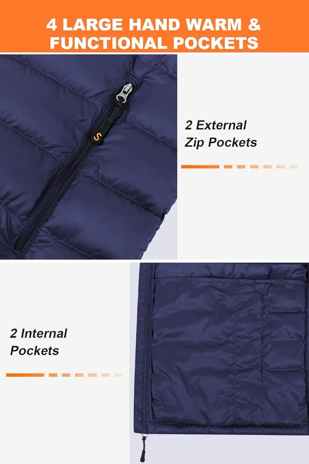 SLOW DOWN Men Lightweight Down Puffer Jakcet, Packable Winter Puffy Down Jacket