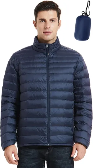 SLOW DOWN Men Lightweight Down Puffer Jakcet, Packable Winter Puffy Down Jacket