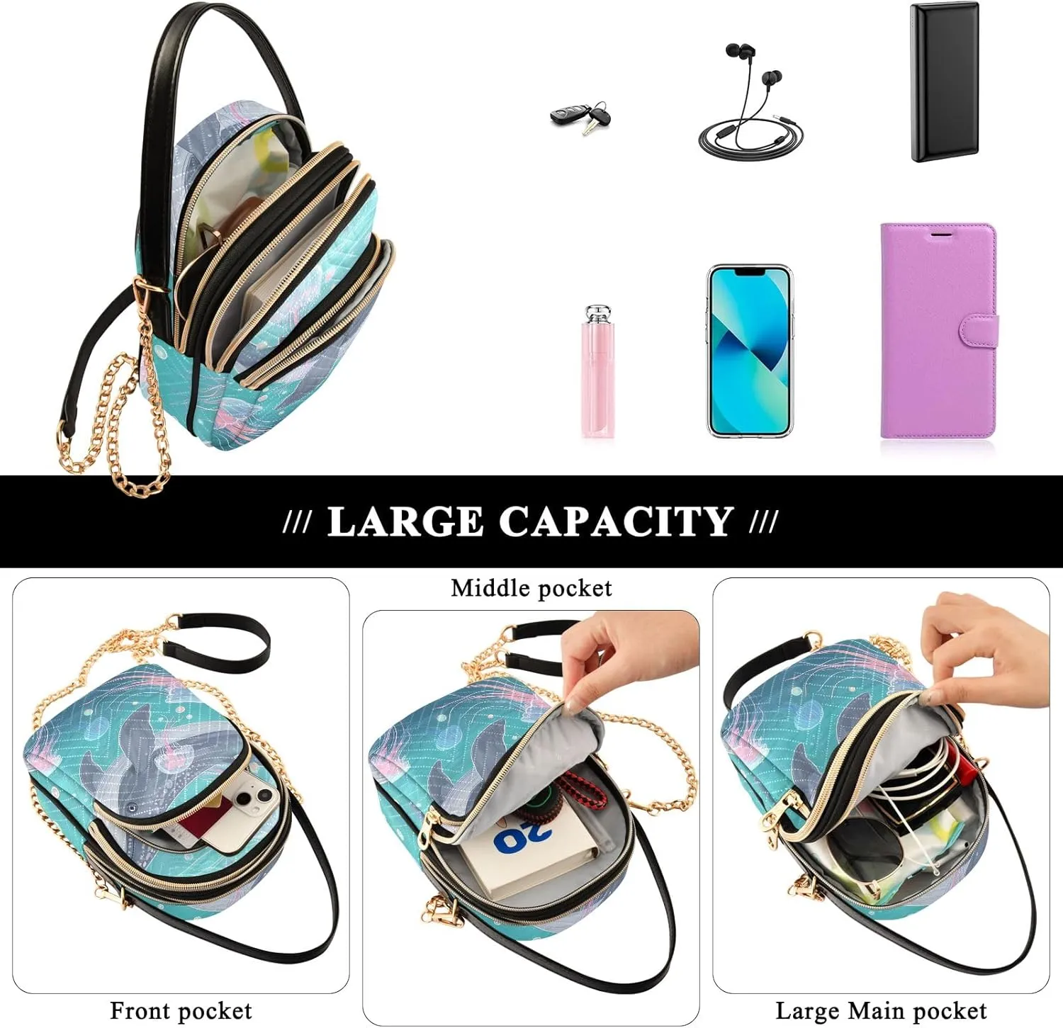 Small Handbag Crossbody Bag for Women Quilted Bags Shoulder Purse Phone Wallet Chain Bag
