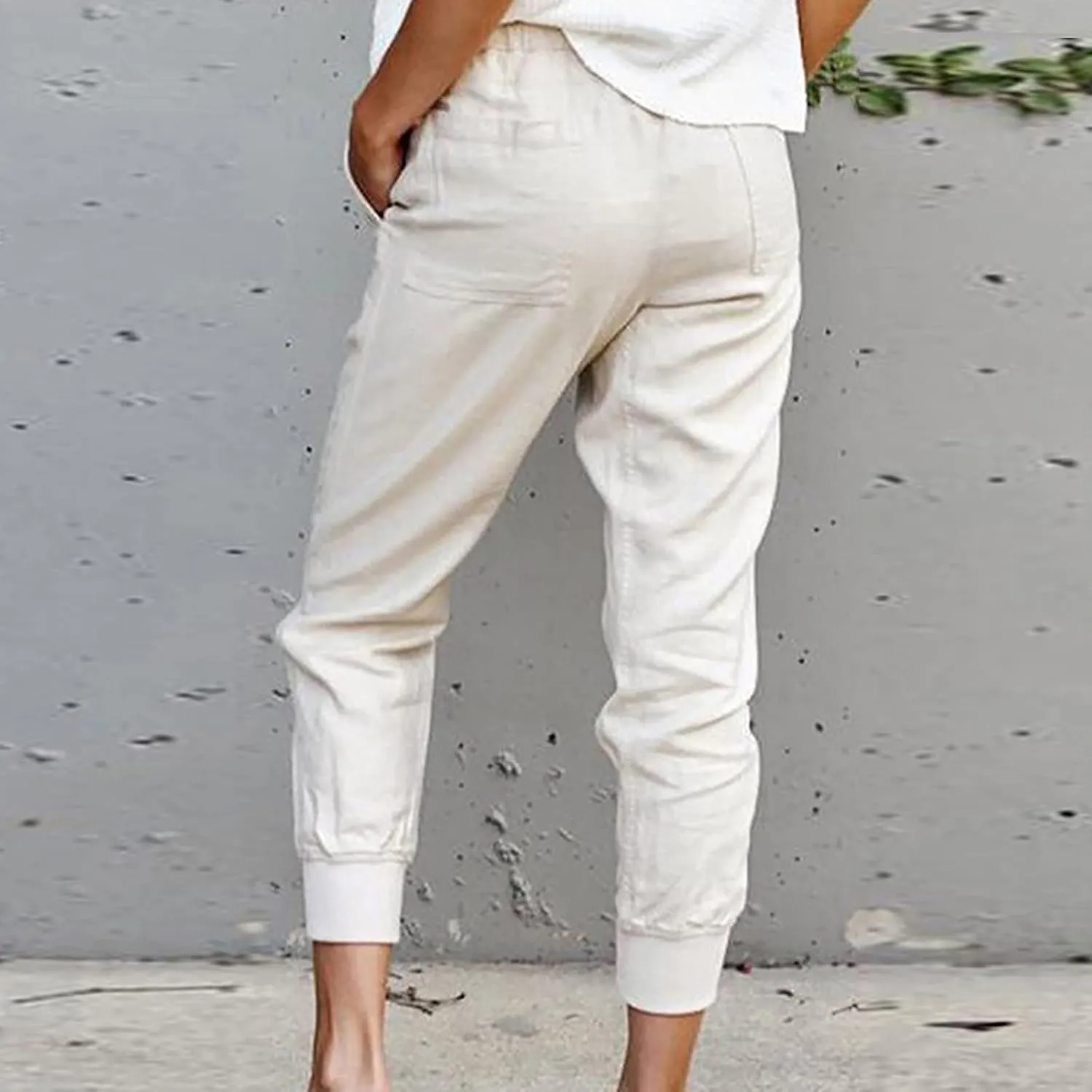 SMIDOW Capri Sweatpants for Women Dressy Casual Elastic Waist Drawstring Jogger Running Pant Loose Fit Lounge Pants
